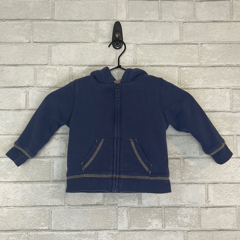 LL Bean Navy Blue Fleece Lined Zip Up Hoodie 12-18mo